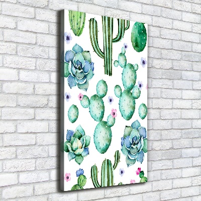 Cuadro canvas decorativo para salón vertical Cactus