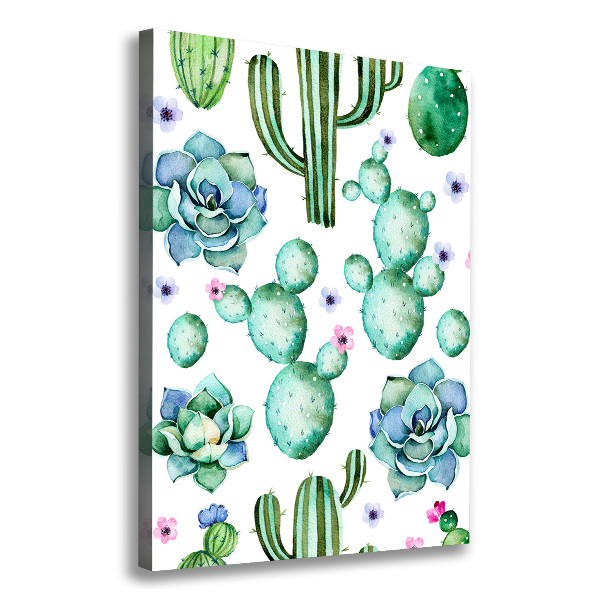 Cuadro canvas decorativo para salón vertical Cactus
