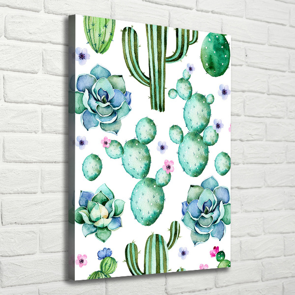 Cuadro canvas decorativo para salón vertical Cactus