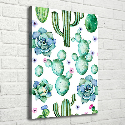 Cuadro canvas decorativo para salón vertical Cactus