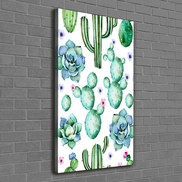 Cuadro canvas decorativo para salón vertical Cactus