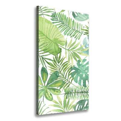 Fotografía en lienzo vertical hojas tropicales