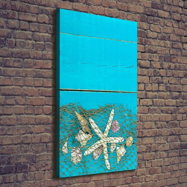 Cuadro moderno en lienzo resistente uv vertical Conchas y estrellas de mar