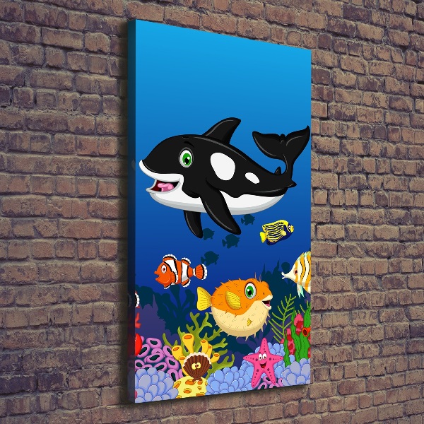 Cuadro canvas decorativo para salón vertical Mundo submarino