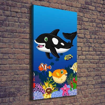 Cuadro canvas decorativo para salón vertical Mundo submarino