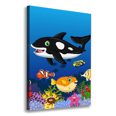 Cuadro canvas decorativo para salón vertical Mundo submarino