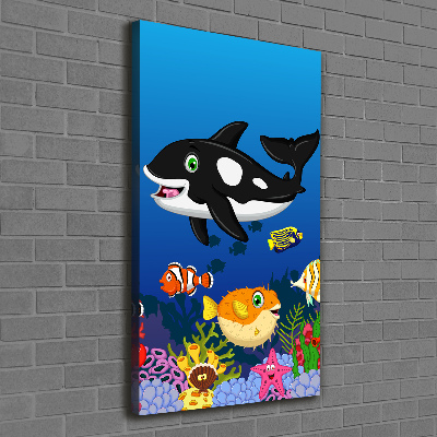 Cuadro canvas decorativo para salón vertical Mundo submarino