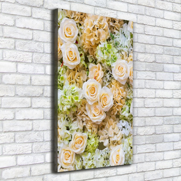 Cuadro moderno en lienzo resistente uv vertical flores de boda