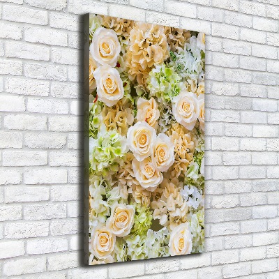 Cuadro moderno en lienzo resistente uv vertical flores de boda