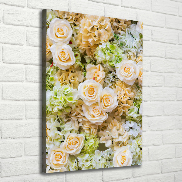 Cuadro moderno en lienzo resistente uv vertical flores de boda