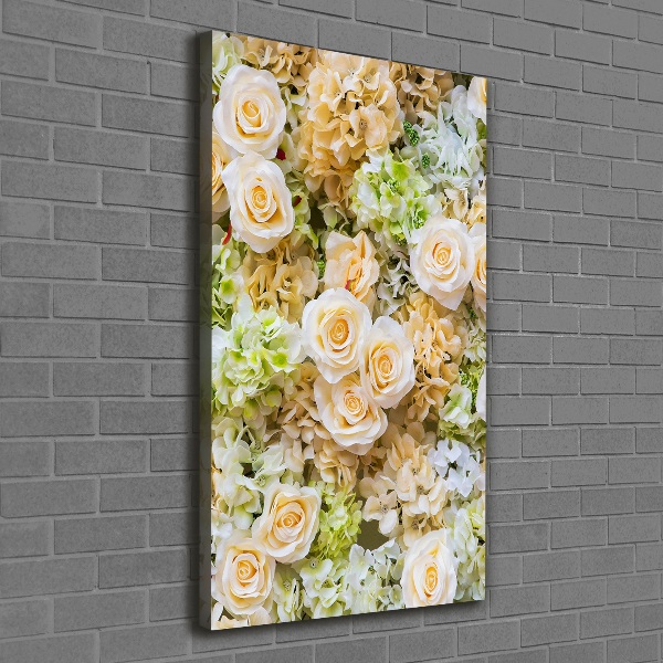 Cuadro moderno en lienzo resistente uv vertical flores de boda