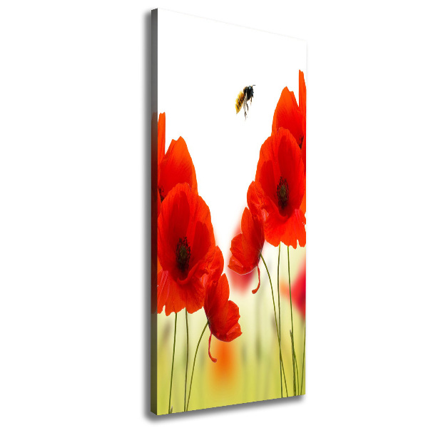 Cuadro canvas decorativo para salón vertical Amapolas de campo