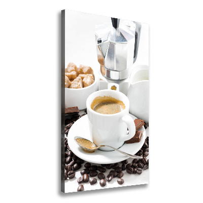 Cuadro canvas decorativo para salón vertical Una taza de café