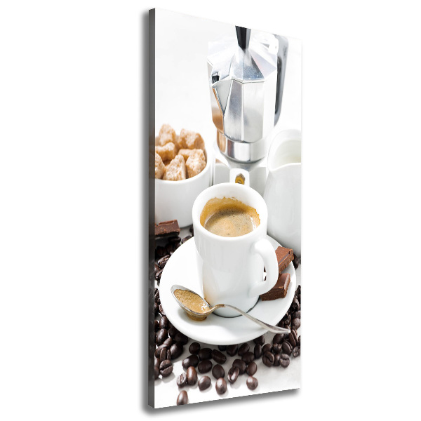 Cuadro canvas decorativo para salón vertical Una taza de café