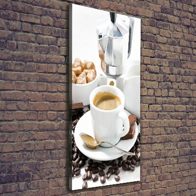 Cuadro canvas decorativo para salón vertical Una taza de café