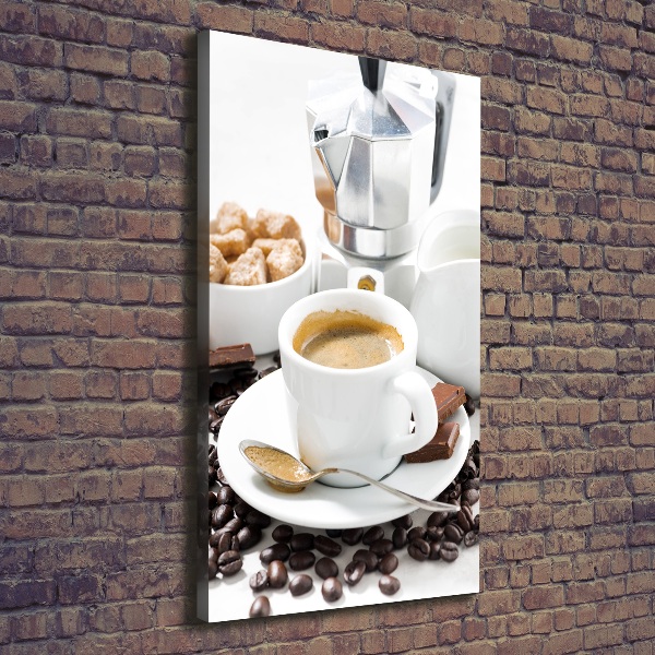 Cuadro canvas decorativo para salón vertical Una taza de café