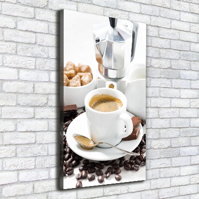 Cuadro canvas decorativo para salón vertical Una taza de café