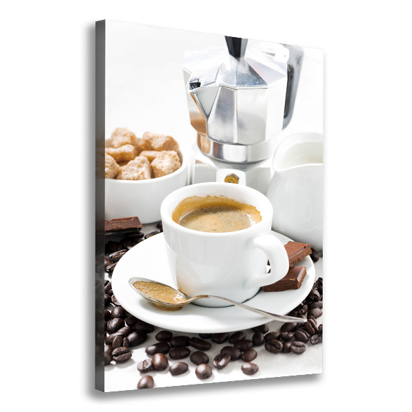 Cuadro canvas decorativo para salón vertical Una taza de café