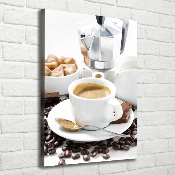 Cuadro canvas decorativo para salón vertical Una taza de café
