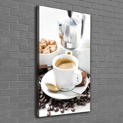 Cuadro canvas decorativo para salón vertical Una taza de café