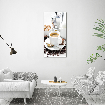Cuadro canvas decorativo para salón vertical Una taza de café