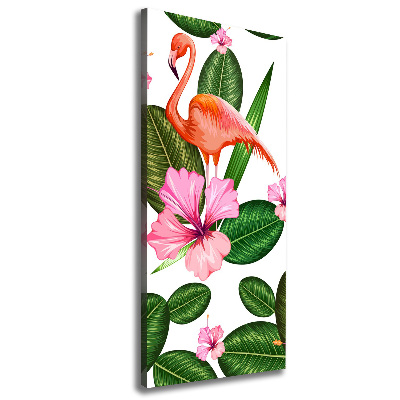 Cuadro moderno en lienzo resistente uv vertical Flamencos y flores