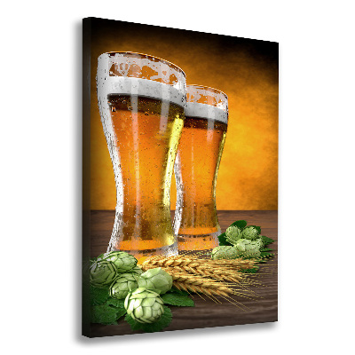 Cuadro moderno en lienzo resistente uv vertical Dos vasos de cerveza