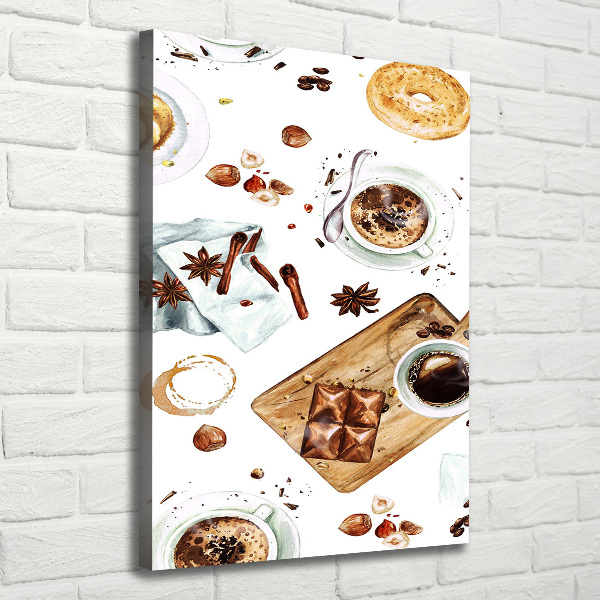 Cuadro canvas decorativo para salón vertical Desayuno