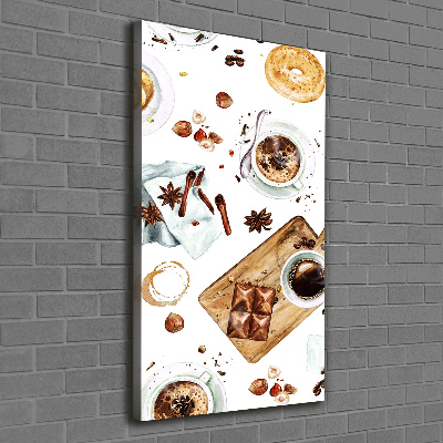 Cuadro canvas decorativo para salón vertical Desayuno