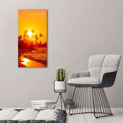 Cuadro canvas decorativo para salón vertical Playa tropical