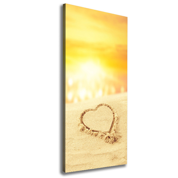 Fotografía en lienzo vertical Corazón en la playa