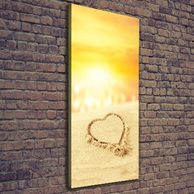 Fotografía en lienzo vertical Corazón en la playa