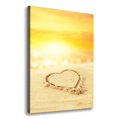 Fotografía en lienzo vertical Corazón en la playa