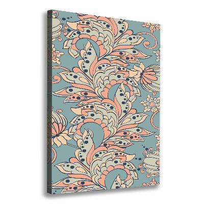 Cuadro canvas decorativo para salón vertical flores étnicas