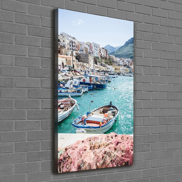 Cuadro moderno en lienzo resistente uv vertical Sicilia