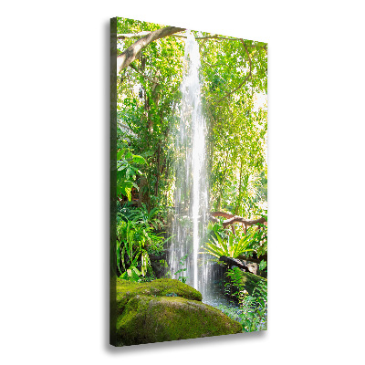 Cuadro moderno en lienzo resistente uv vertical Cascada en la selva