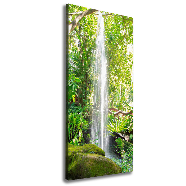 Cuadro moderno en lienzo resistente uv vertical Cascada en la selva
