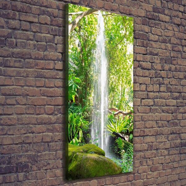 Cuadro moderno en lienzo resistente uv vertical Cascada en la selva