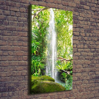 Cuadro moderno en lienzo resistente uv vertical Cascada en la selva