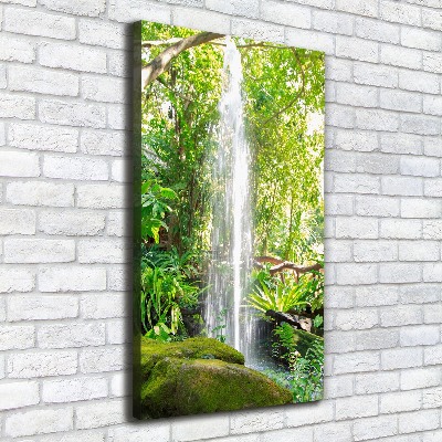 Cuadro moderno en lienzo resistente uv vertical Cascada en la selva