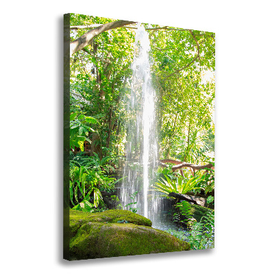 Cuadro moderno en lienzo resistente uv vertical Cascada en la selva