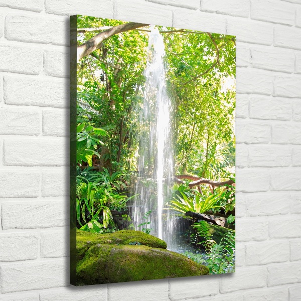 Cuadro moderno en lienzo resistente uv vertical Cascada en la selva