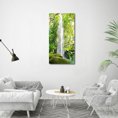 Cuadro moderno en lienzo resistente uv vertical Cascada en la selva