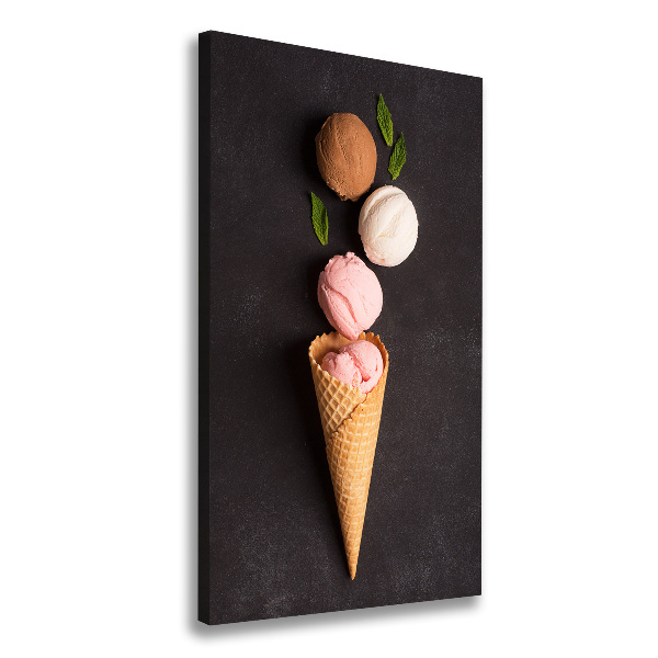 Impresión en lienzo vertical Helado en cono de waffle