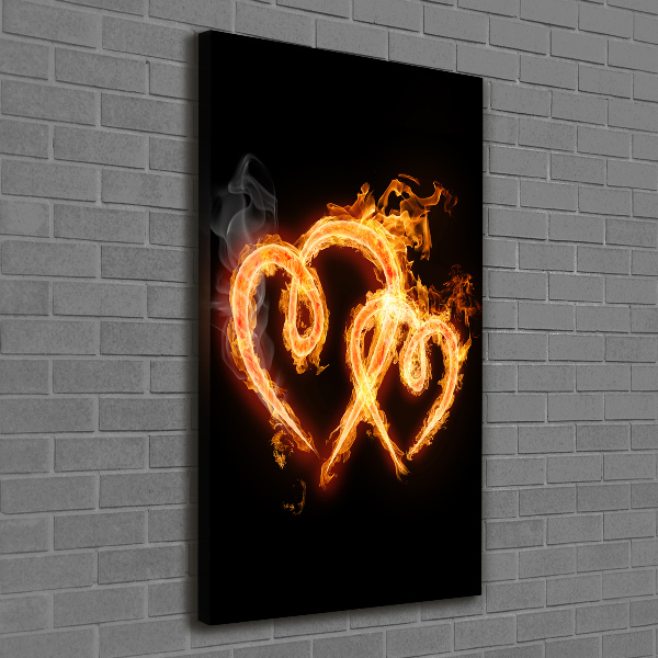 Cuadro moderno en lienzo resistente uv vertical Corazones ardientes