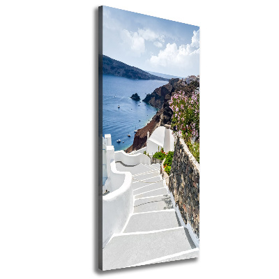 Cuadro canvas decorativo para salón vertical Santorini, Grecia