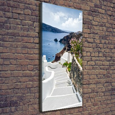 Cuadro canvas decorativo para salón vertical Santorini, Grecia