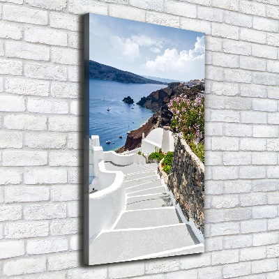 Cuadro canvas decorativo para salón vertical Santorini, Grecia