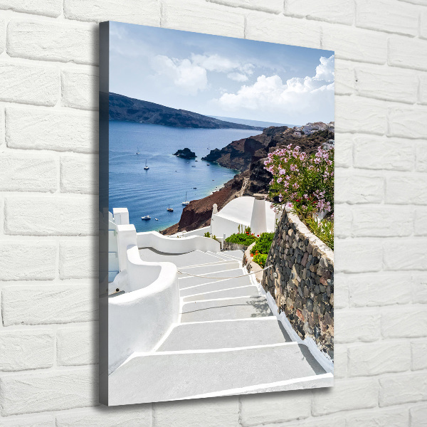 Cuadro canvas decorativo para salón vertical Santorini, Grecia