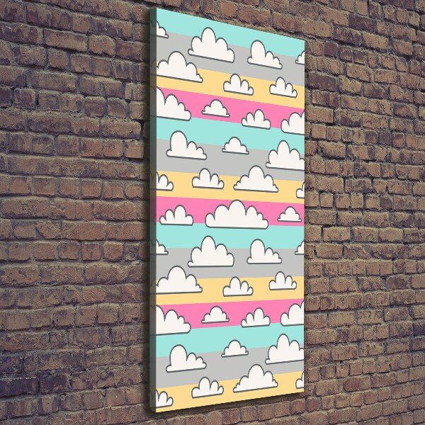 Cuadro canvas decorativo para salón vertical Fondo de nubes de colores